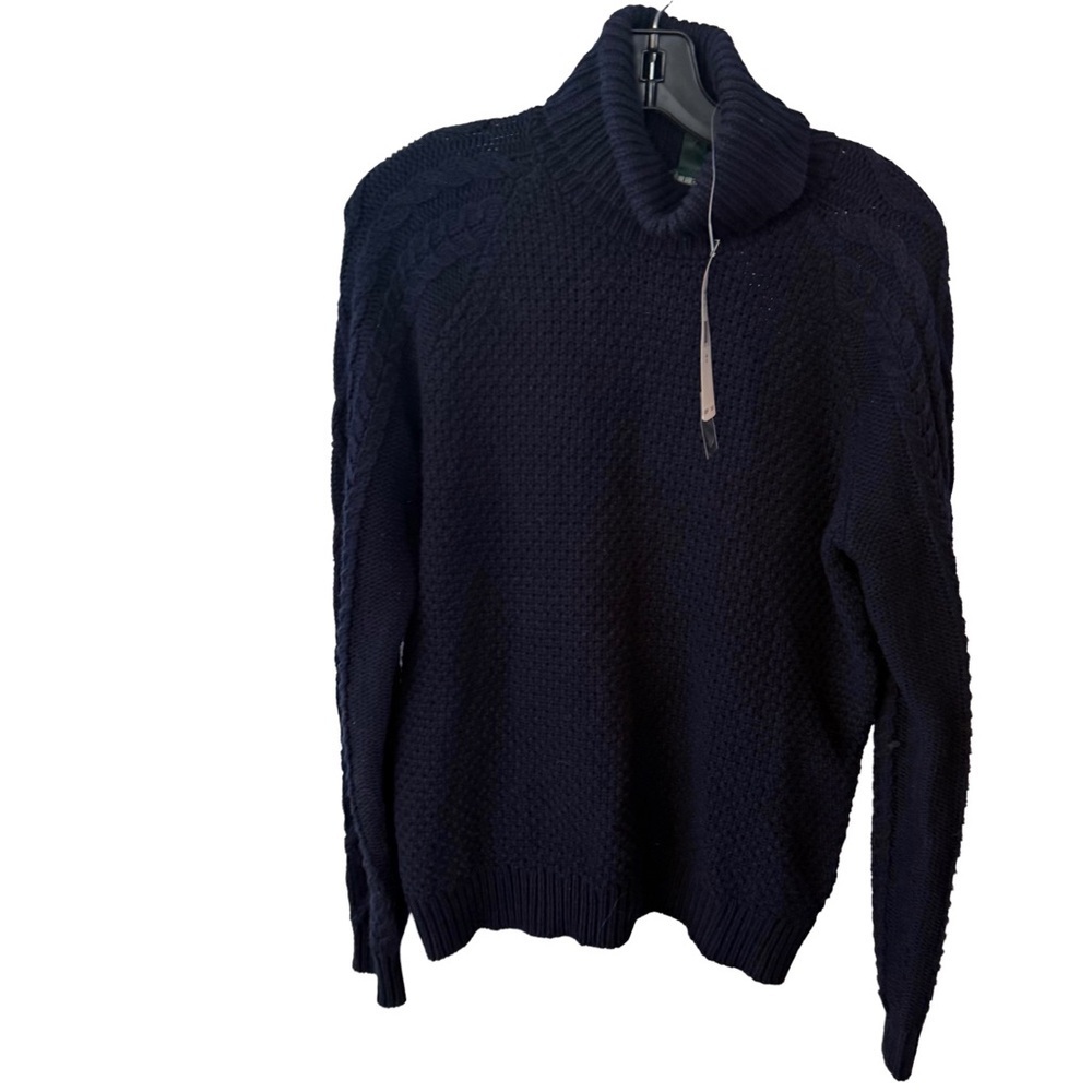 Lauren Ralph Lauren Women’s Turtle Neck Sweater Navy Cable Knit/Basket Weave XL
